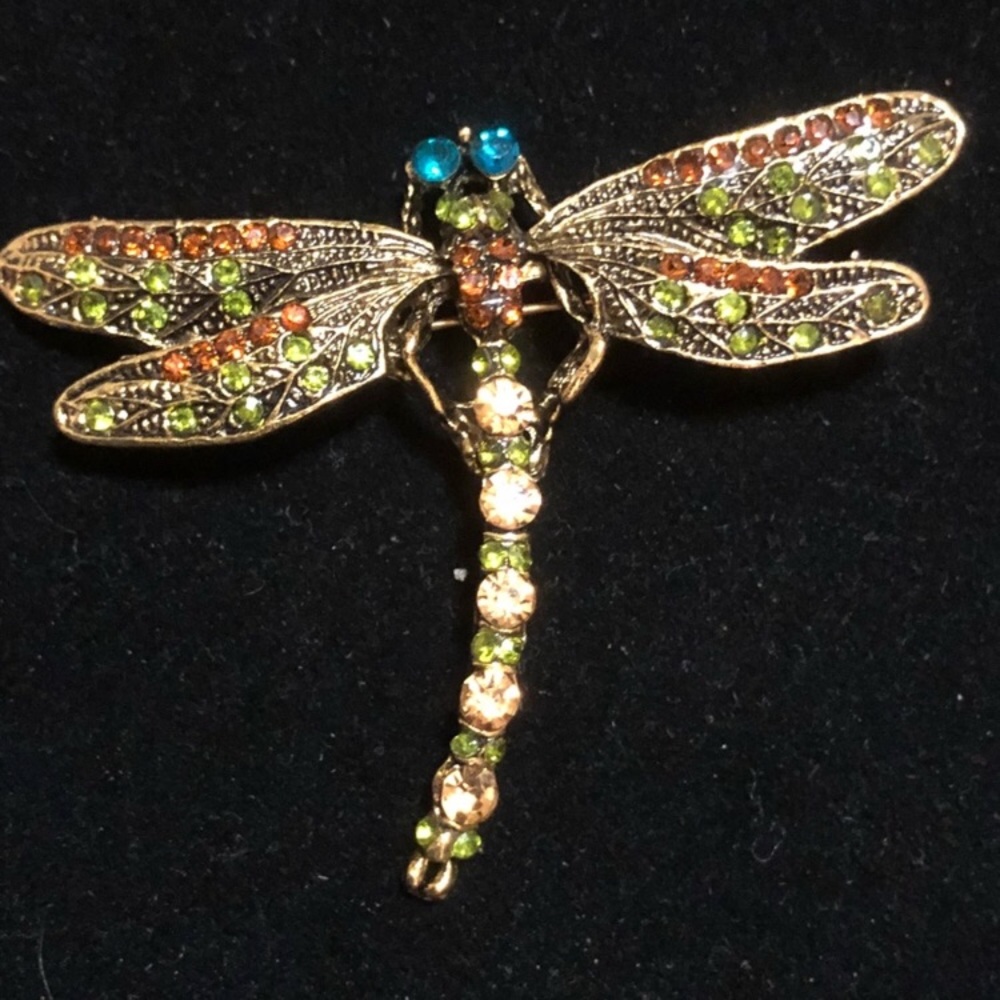 New! Dragonfly Rhinestone Brooch - Picture 4 of 8